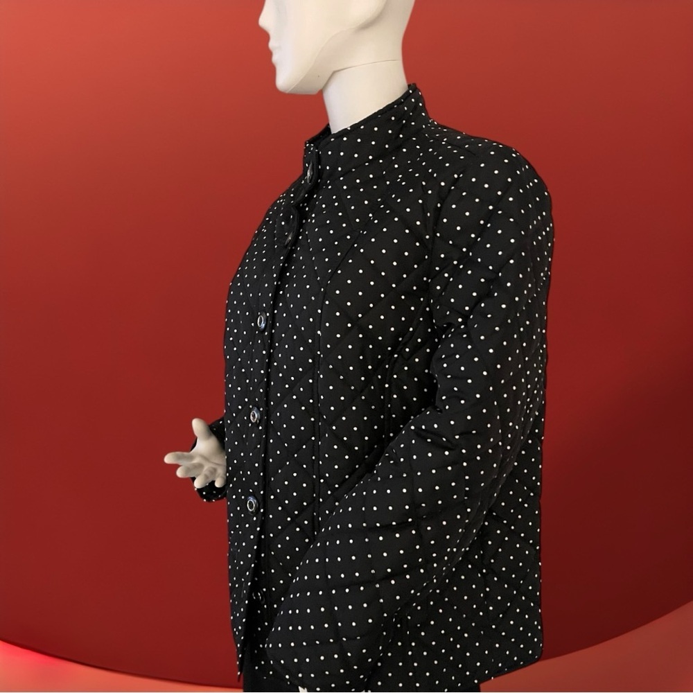 NWT CHICO’S $139 Black Polka-Dot Mandarin Collar Quilted Jacket 2 (Large 12/14) - Picture 5 of 16